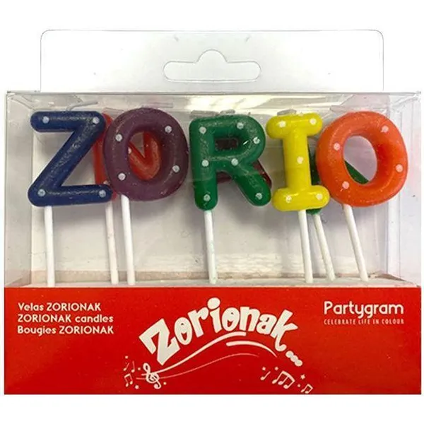 Velas de cumpleaños, texto Zorionak PARTIGRAM