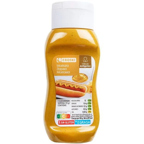 Mostaza EROSKI, bote 320 g