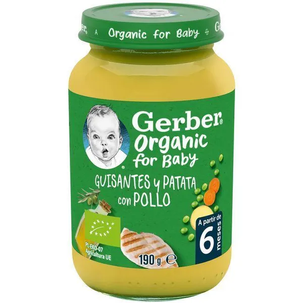 Potito de guisantes, patatas y pollo GERBER, tarro 190 g