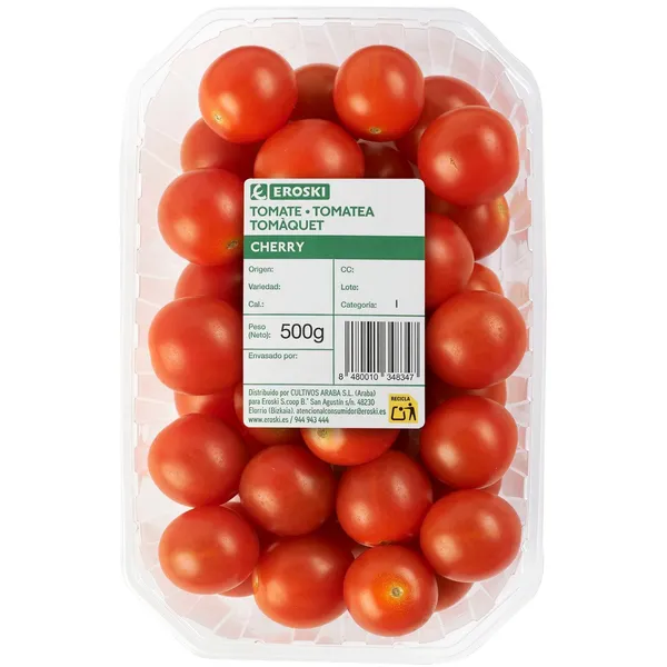 Tomate cherry EROSKI, bandeja 500 g