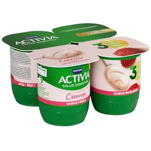 Activia cremoso sabor fresa DANONE, pack 4x115 g