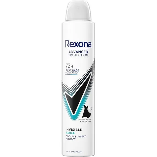 Desodorante invisible aqua para mujer REXONA, spray 200 ml
