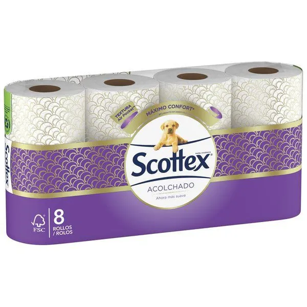 Papel higiénico acolchado SCOTTEX, paquete 8 rollos