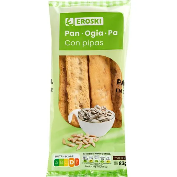 Barrita con pipas EROSKI, pack 2x83 g