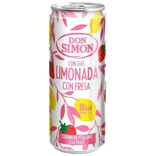 Limonada con gas sabor fresa DON SIMÓN, lata 33 cl