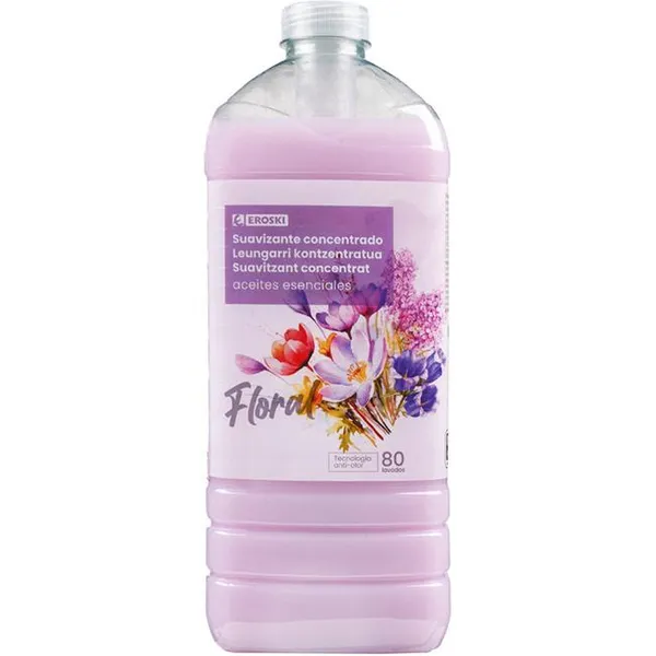 Suavizante floral EROSKI, botella 80 dosis