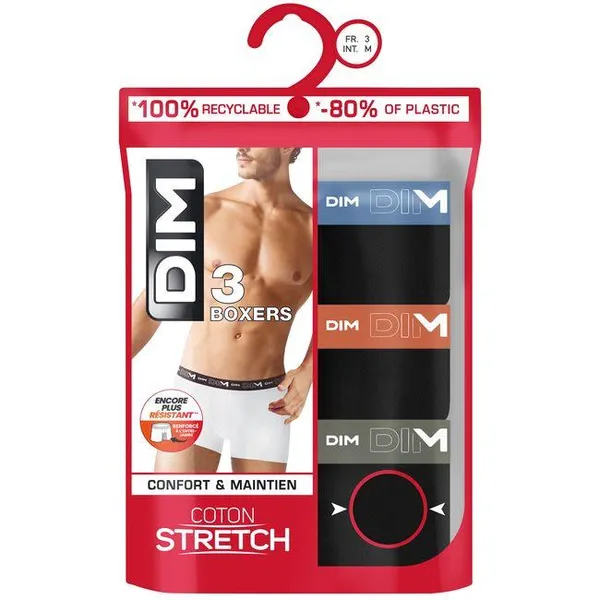 Bóxer hombre algodón elástico, azul/naranja talla L DIM, pack 3 uds