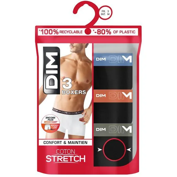 Bóxer hombre algodón elástico, azul/naranja talla XXL DIM, pack 3 uds