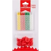 Velas de cumpleaños con soporte, pack 20 uds