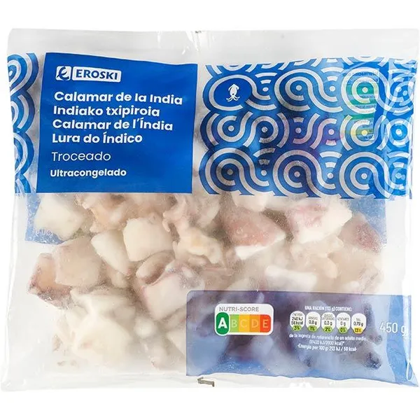 Calamar troceado EROSKI, bolsa 450 g