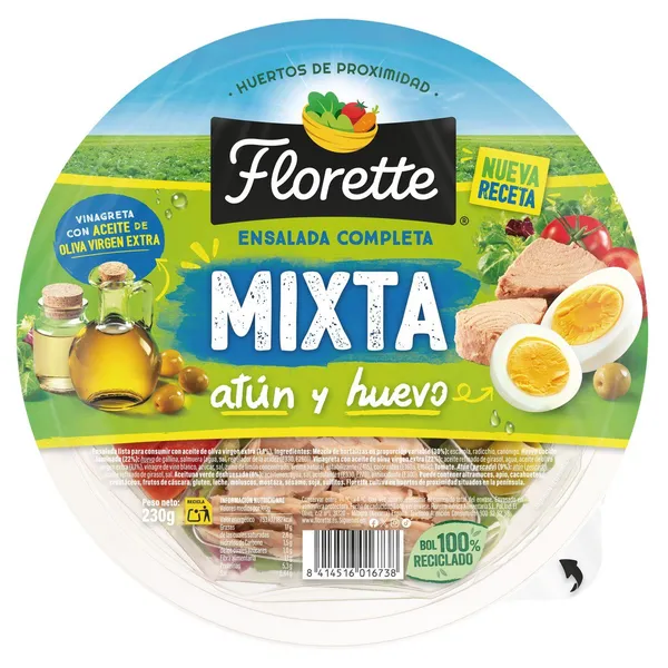 Ensalada completa mixta con huevo FLORETTE, bowl 230 g