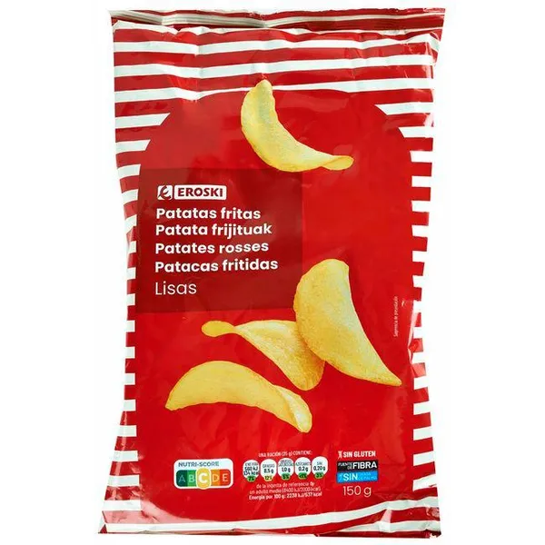 Patatas fritas lisas EROSKI, bolsa 150 g
