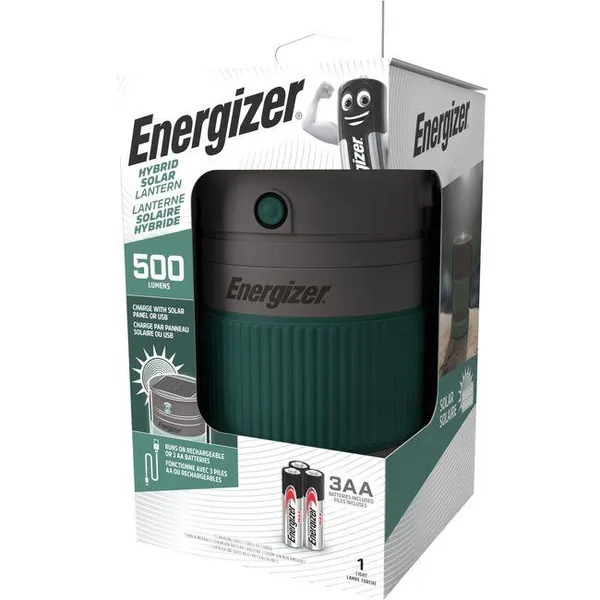 Linterna farol híbrida solar y a pilas, cable carga y pilas AA incluidas ENERGIZER