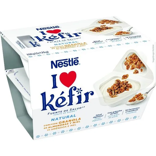 Kéfir natural con granola NESTLÉ, pack 2x125 g