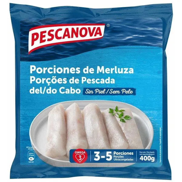 Porciones de merluza del Cabo sin piel PESCANOVA, bolsa 400 g