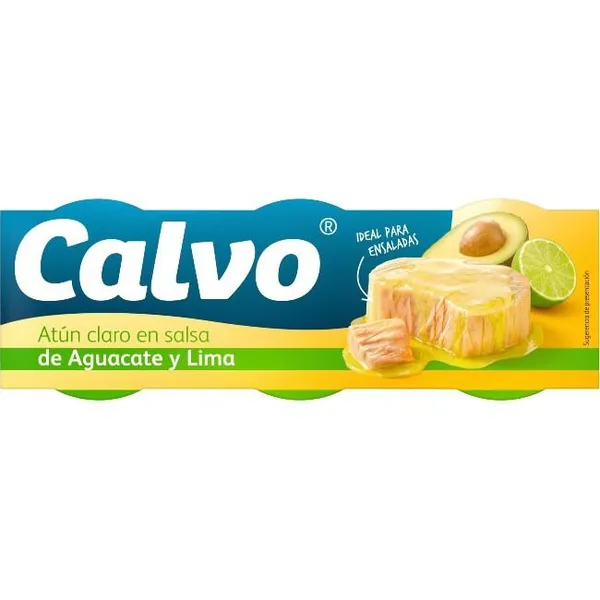 Atún claro en salsa de aguacate CALVO, pack 3x70 g