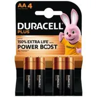Pila alcalina Plus Power Boost (AA) LR06 DURACELL, pack 4 uds