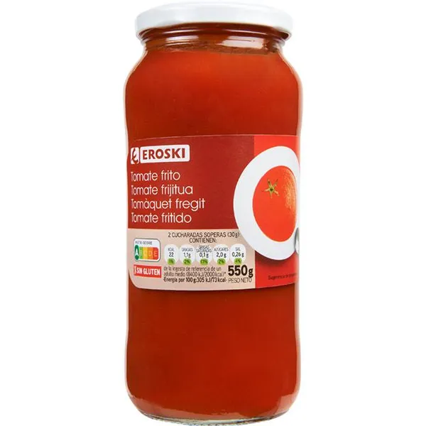 Tomate frito EROSKI, frasco 550 g