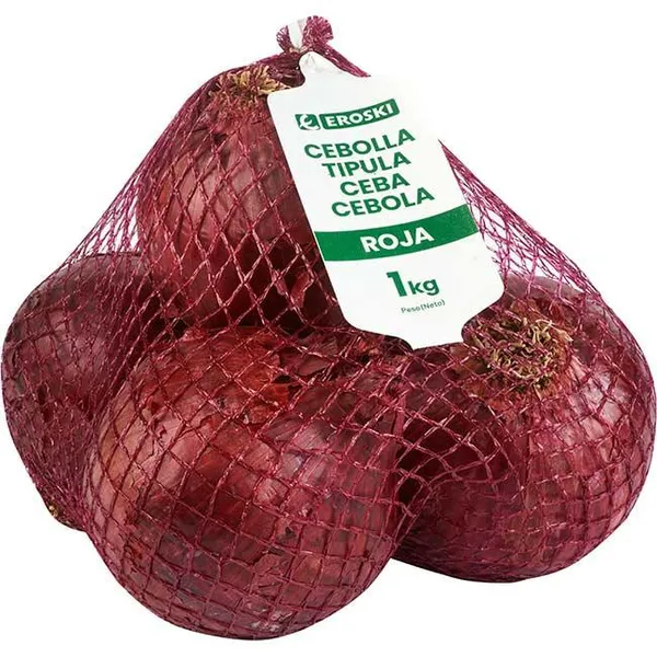 Cebolla roja EROSKI, malla 1 kg