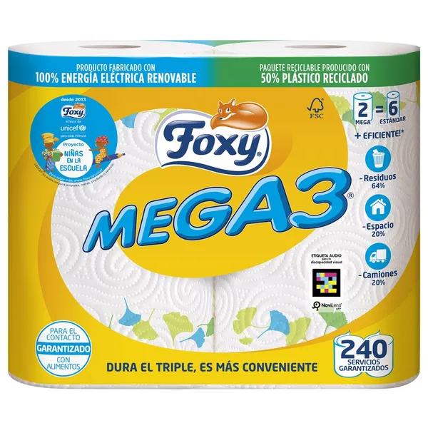 Papel de cocina FOXY mega 3 2=6 unidades