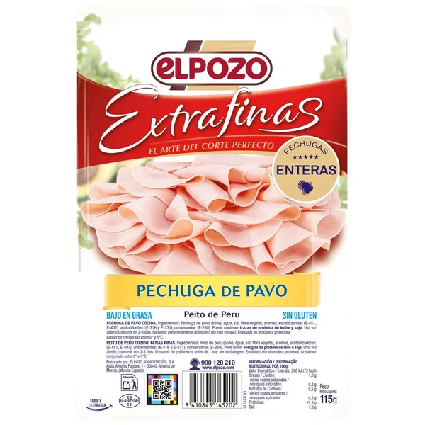 Pechuga pavo ELPOZO bajo en grasa lonchas finas 115 g