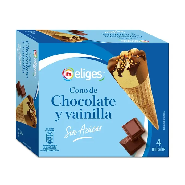 Helado cono chocolate y vainilla sin azúcar añadido IFA ELIGES 480 g