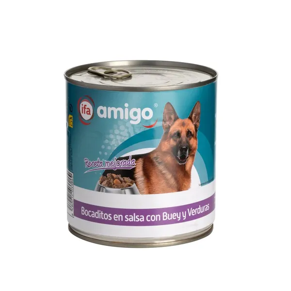 Alimento perro adulto bocaditos salsa buey y verduras IFA AMIGO 720 g