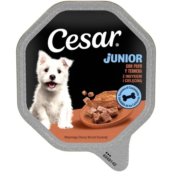 Alimento perro junior CESAR pavo/ternera tarrina 150 g