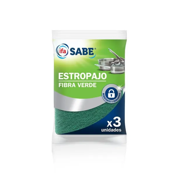 Estropajo fibra verde IFA SABE 3 unidades