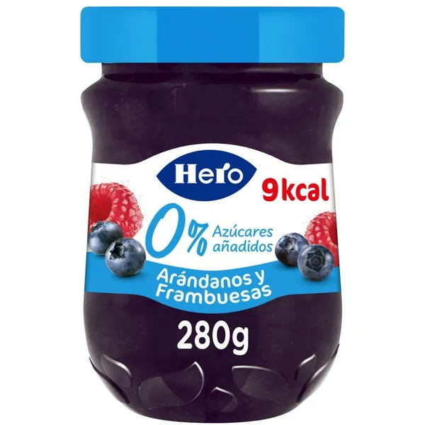 Confitura HERO 0% arándanos y frambuesa sin azúcar añadidos 280 g