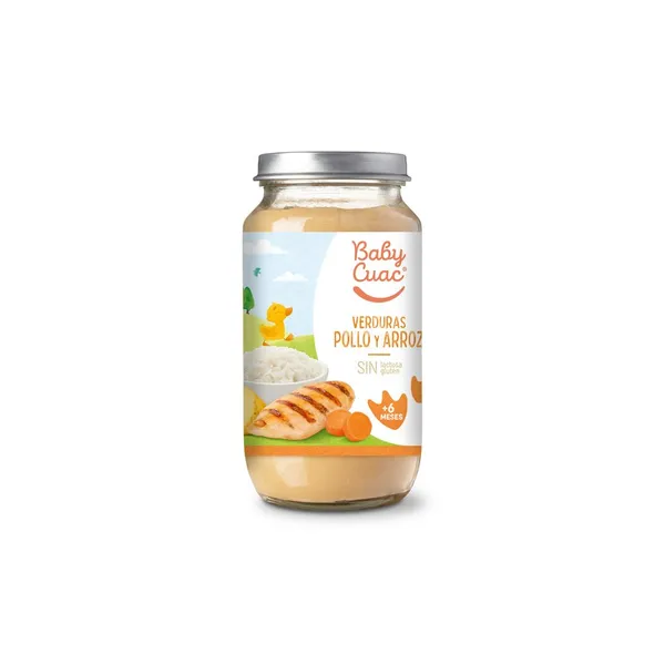 Alimento infantil BABY CUAC verduras pollo y arroz tarro 250 g