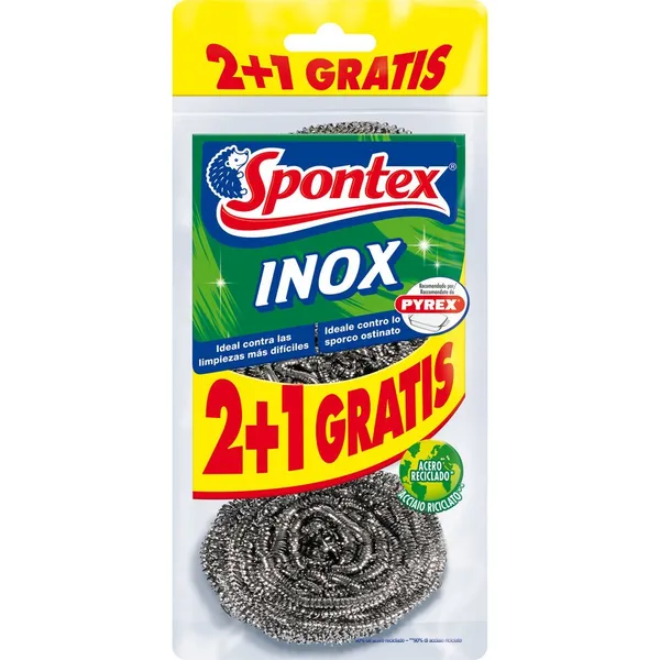 Esponjilla acero SPONTEX 2+1 gratis
