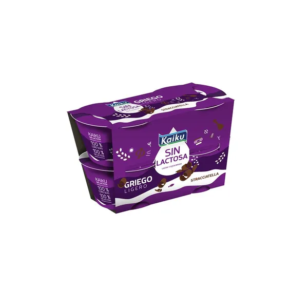 Leche fermentada sin lactosa griego KAIKU stracciatella 4x90 g