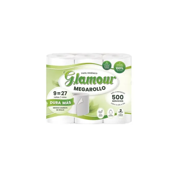 Papel higiénico GLAMOUR Mega 9=27 rollos