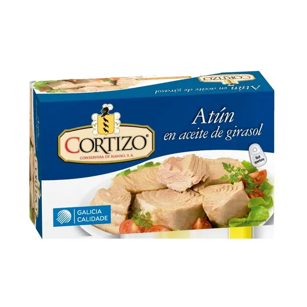 Atún en aceite de girasol CORTIZO 110 g pn.