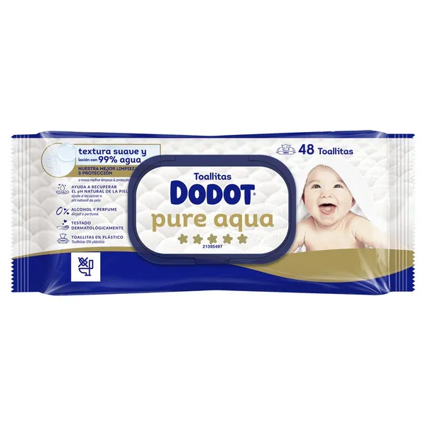 Toallitas DODOT Aqua Pure 0% plásticos 48 unidades