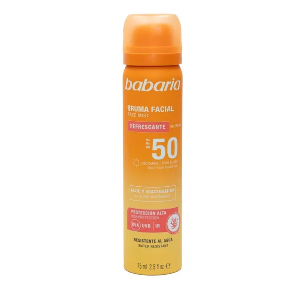 Protector solar facial BABARIA SPF50 bruma 75 ml