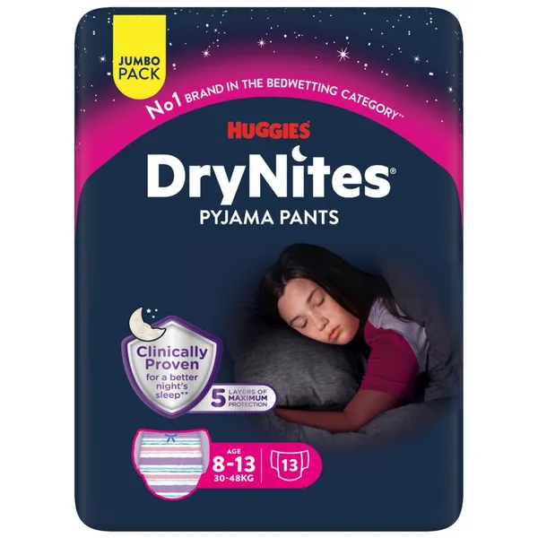 Pañal DRYNITES pyjama pants 8-13 años niña 13 unidades