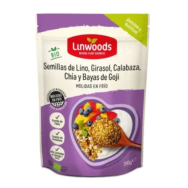 Semillas de lino-girasol-calabaza-chía y bayas de goji LINWOODS bio 200 g