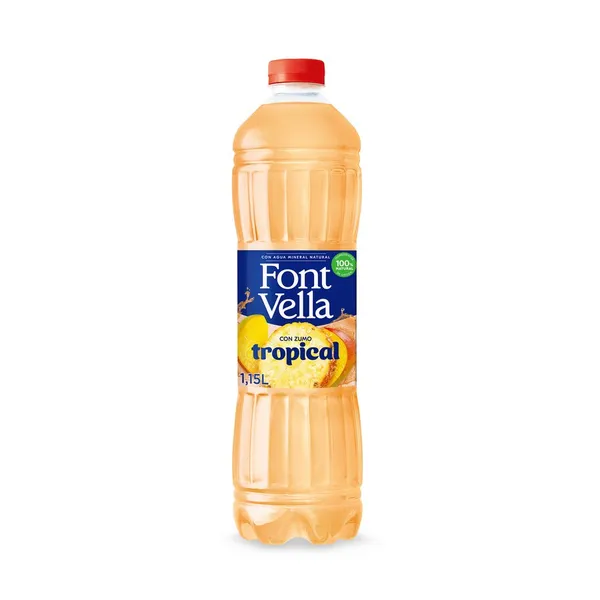 Agua FONT VELLA con zumo tropical botella 1,15 l