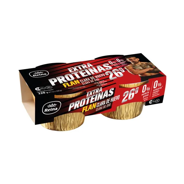 Flan REINA clara de huevo 0% materia grasa 0% azúcar añadido.Rico en proteínas pack 2x160 g