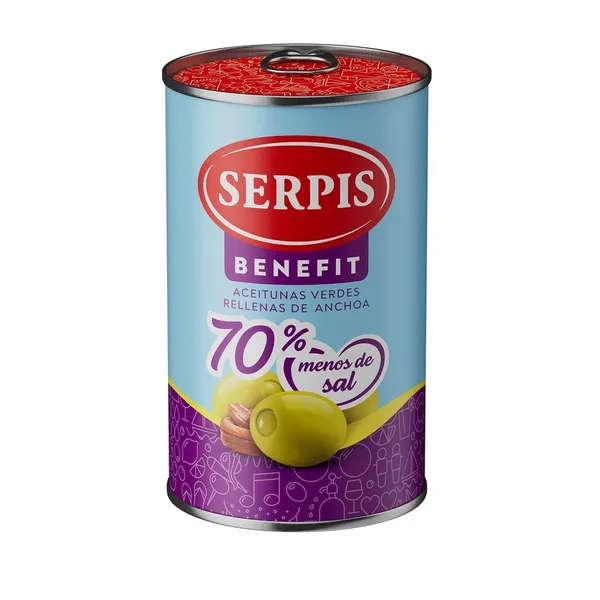Aceituna rellena de anchoa SERPIS Benefit 70% 130 g pne