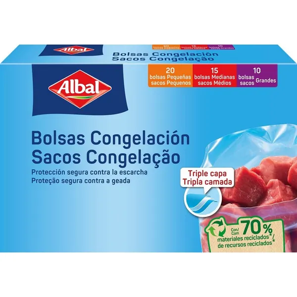 Bolsa congelación ALBAL 3 tamaños caja 45 unidades