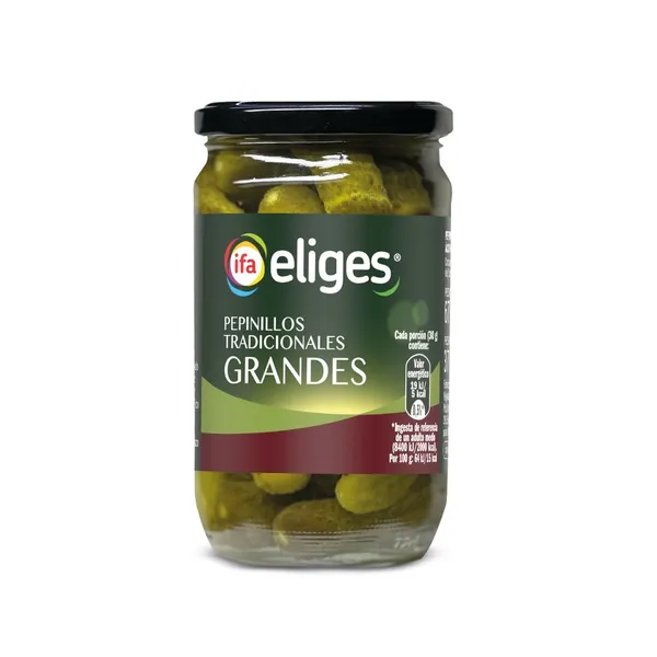 Pepinillos IFA ELIGES tradicionales grandes frasco 370 g pne.