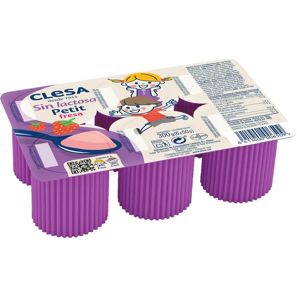 Queso fresco Petit CLESA fresa sin lactosa pack 6x50 g