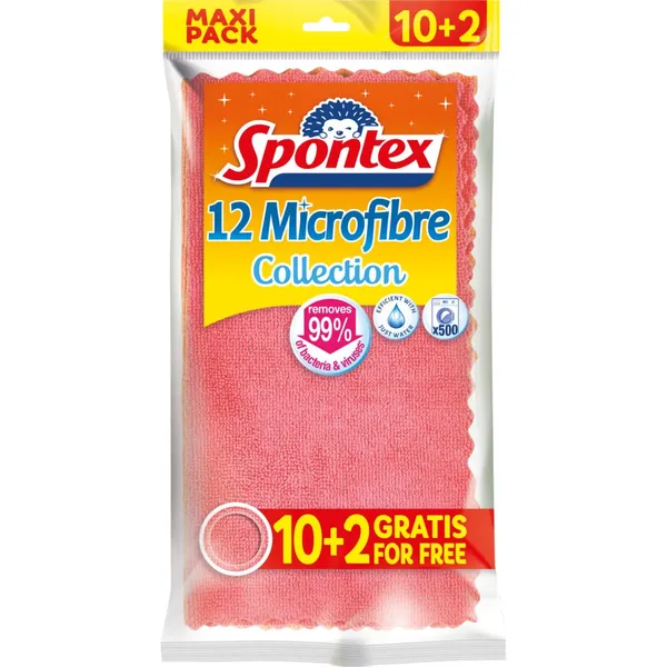 Bayeta SPONTEX microfibra collection 10 unidades + 2 gratis
