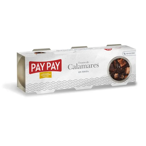 Calamares trozos PAY PAY en tinta pack 3x80 g pn.