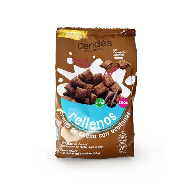 Cereales CERIDES rellenos de crema de cacao con avellanas 500 g