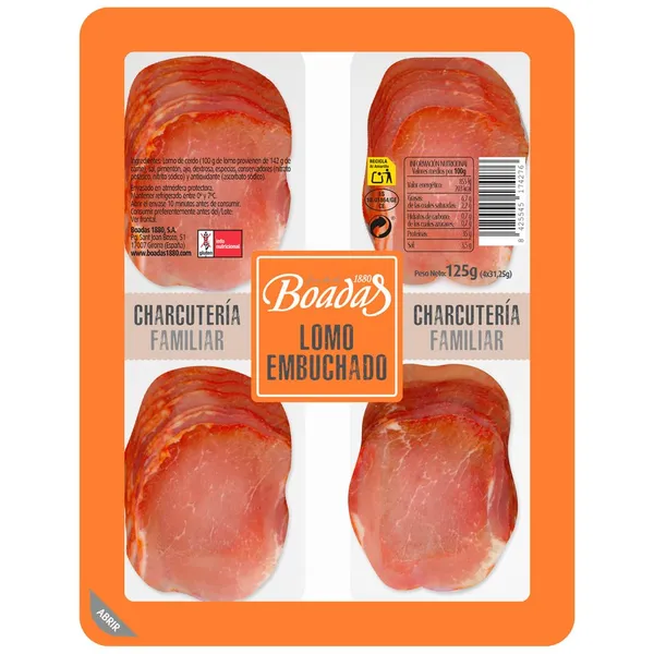 Lomo embuchado BOADAS lonchas pack 4x31,25 g