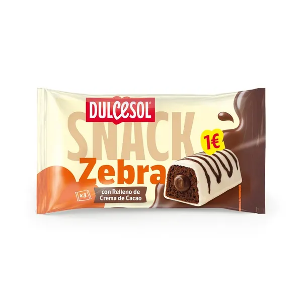 Pastelito Zebra's relleno de cacao DULCESOL 3 unidades 120 g